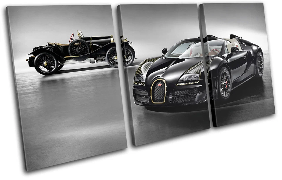 Bugatti Veyron Cars TREBLE CANVAS WALL ART Picture Print VA - Изображение 1 из 1