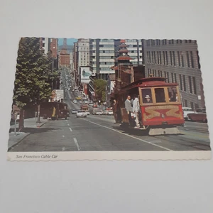 San Francisco California Street Cable Cars Postcard 1960s Scalloped Edge - Picture 1 of 2