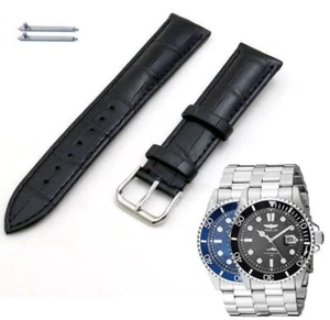 Black Croco Leather Watch Band Strap Fits Invicta Pro Diver 43mm 30018 30019 #41 - Picture 1 of 3