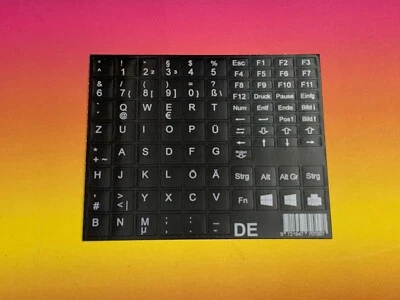 Tastaturaufkleber Notebook Deutsch schwarz glanz 89 Tasten mit Schutzfolie