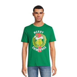 Grinch Men's Merry Grinchmas Graphic Tee with Short Sleeves Size L (42-44) Green - Picture 1 of 5