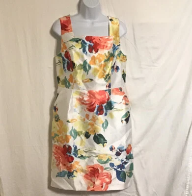 Glamour Blanco Floral Multicolor Social 1 pieza Vestido Forrado para Mujer Talla 8 Foto 1 de 4