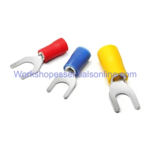 Fork Crimp Terminals Red 0.5-1.5mm², Blue1.5-2.5mm², Yellow4-6mm² Slot 3.2-6.4mm - Picture 1 of 7