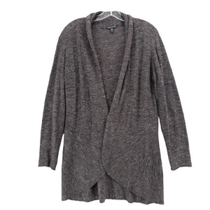 EILEEN FISHER Cardigan Open Front Heather Brown Gray Wool Linen Silk MEDIUM - Picture 1 of 7