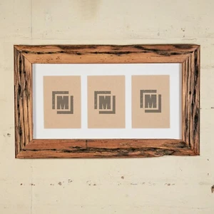Multi-Photo Frame, Chunky Oiled, Reclaimed timber frame, For 3 x 7"x5" photos - Picture 1 of 6
