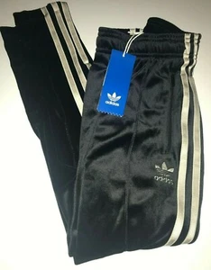 ADIDAS ORIGINALS Zebra Pants BLACK VELOUR Girls size XS Trefoil NWT - Picture 1 of 2