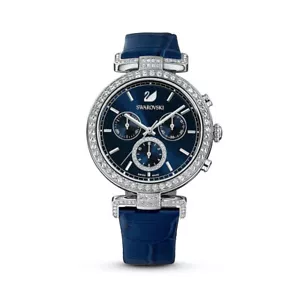 NEW SWAROVSKI ERA WATCH 5479239 LADIES SILVER TONE, NAVY STRAP - NEXT DAY DEL - Picture 1 of 6