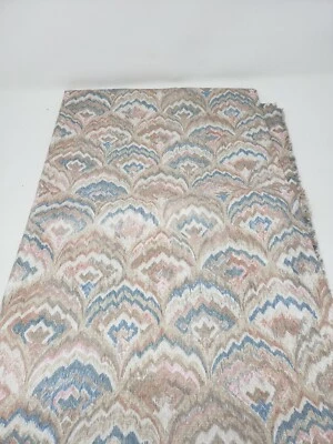 Feather Fan Chintz Sheen Woven Vintage Fabric Material 4+ Yards Pastels Peacock - Image 1 of 3