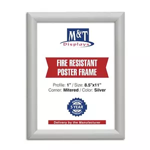 Feuerfest Druckknopf Poster Rahmen 8,5x11 Silber 1" Aluminium Front Ladebild - Bild 1 von 8