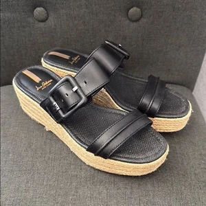 Sam Edelman Black and Tan Espadrille Slip-On Sandals size 9.5 - Picture 1 of 8