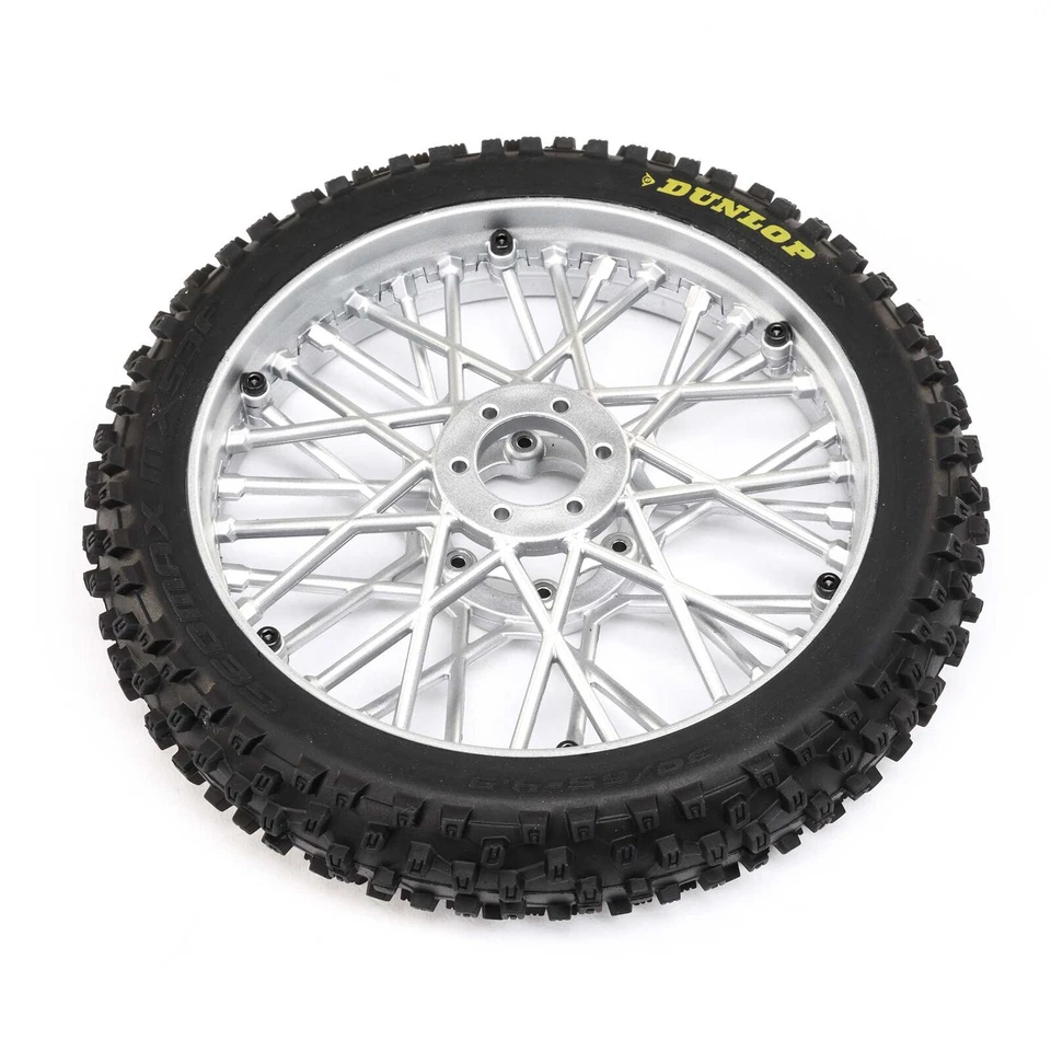 Losi LOS46006 Dunlop MX53 Front Tire Mounted Chrome Wheels for Promoto-MX - Image 1 of 1