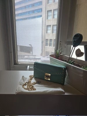 Cartera MCM Patricia Park Ave Cadena Cuero Verde Menta Bandolera Foto 1 de 4