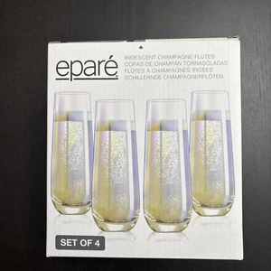Epare schillernde Champagner Flöten ohne Stiel - 4er Set Gläser 8,5 Oz Kapazität Neu - Bild 1 von 7