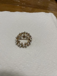 Antique 14k gold Diamond And Pearl brooch Beautiful - Picture 1 of 9