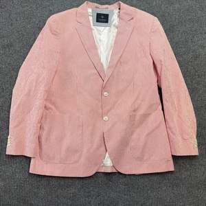 Taylorbyrd Blazer Mens 44R Red White Striped Seersucker Jacket Sport Coat Preppy - Picture 1 of 15