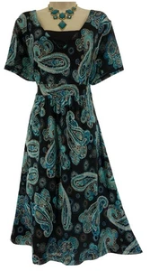 Croft & Barrow türkis Paisleymuster Netz Midikleid Größe 3X 22 24 26 Übergröße - Bild 1 von 7