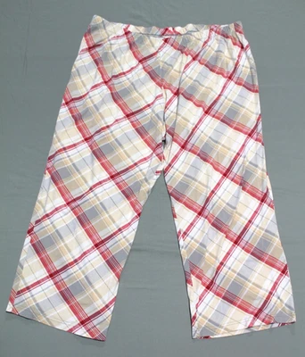 Женские пижамные брюки Cacique Sleep размер 22/24 красные серые клетчатые широкие штанины - Изображение 1 из 4