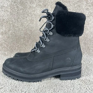 Timberland Courmayeur Valley Boots Womens 8.5 Black 6” Shearling Nubuck  A2947 - Picture 1 of 11