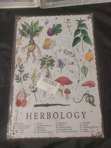 Rustic Retro Metal Tin Sign Herbology Poster Plant Magic Home Decor Wall Art... - Picture 1 of 5