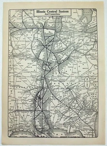 Illinois Central System - Original 1926 Dated Railroad Map. Antique Railway - Picture 1 of 3
