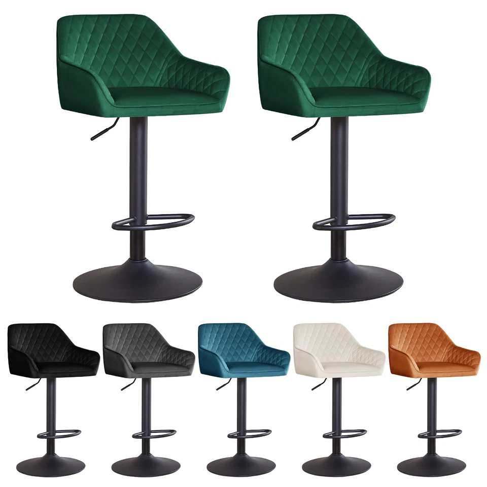 2X Swivel Bar Stools Velvet Adjustable Gas Lift Chair Breakfast Multicolor Gift - Image 1 of 1