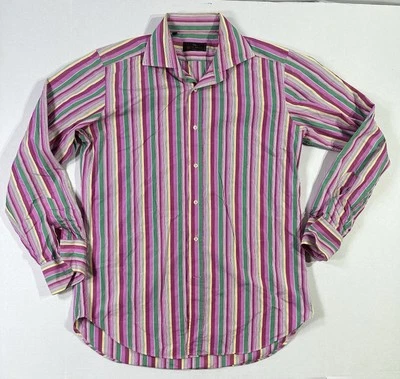Etro Milano Pink Striped Long Sleeve Dress Shirt Mens Size 40 Medium - Image 1 of 4