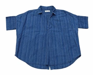 Madewell Womens Courier Button Back Shirt Boho Blue Striped Medium Oversized - Picture 1 of 7