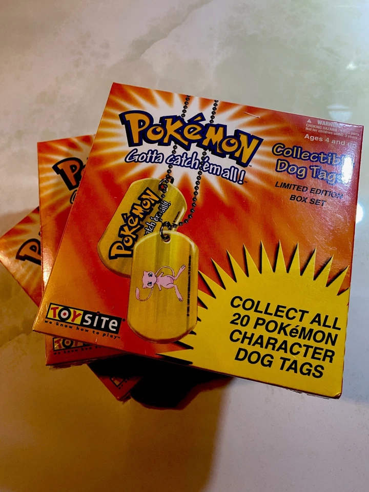 NOVO (x3) SEARS Exclusivo 1999 POKEMON Colecionável Dog Tags Caixa Conjunto Nintendo - Imagem 1 de 4