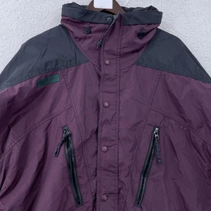 Columbia Hooded Anorak Jacket Mens Large Purple Black Pullover Colorblock Nylon - Picture 1 of 9