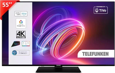 TELEFUNKEN 2025 Smart TV 55" Ultra HD TE55750B46I2PZ, Tivo TV LED 55 Pollici, Co - Immagine 1 di 4