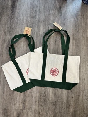 Bolso de compras reutilizable de lona Trader Joe’s - GRANDE VERDE - (paquete de 2) ¡Nuevo! Foto 1 de 4