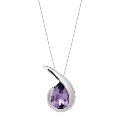 Silverly Collana Ciondolo Gemme Ametista Virgolette Gota Argento Sterling .925 - Immagine 1 di 3