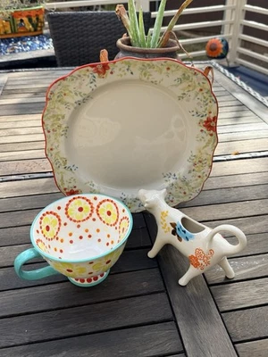 Lot of 2 PCS Pioneer Woman Holiday Cheer Dinner Plate, Creamer Plus BONUS! - Image 1 of 4