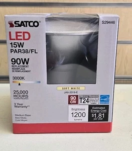 Satco S29446 - 15 Watt PAR38 LED Light Bulbs - 3000K - 6 Pack - Picture 1 of 4