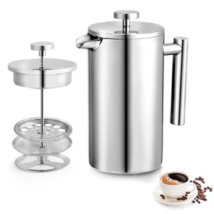 French Press Coffee Maker 34oz 1000ml Stainless Steel Double Insulated - Picture 1 of 7