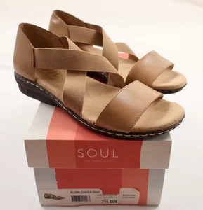 Naturalizer Soul BLUME Damen-Sandalen 7,5 W Leder Ingwer Druckknopf Riemen offene Zehenpartie - Bild 1 von 8
