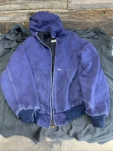Chaqueta Carhartt Vintage Envejecida Azul Marino Con Capucha Cremallera Estilo JR112 100 Años - Imagen 1 de 12