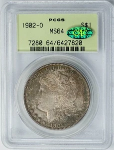 1902-O Morgan Silber Dollar $ MS64 altes Etikett PCGS ~ CAC 950302-8 - Bild 1 von 6