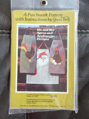 Yours Truly His & Her 拼布图案围裙和贴花设计 — 第 1/4 张图片