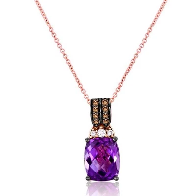 LeVian 14K Rose Gold 18" Pendant Necklace with 2.74 TCW Amethyst and Diamond - Image 1 of 4