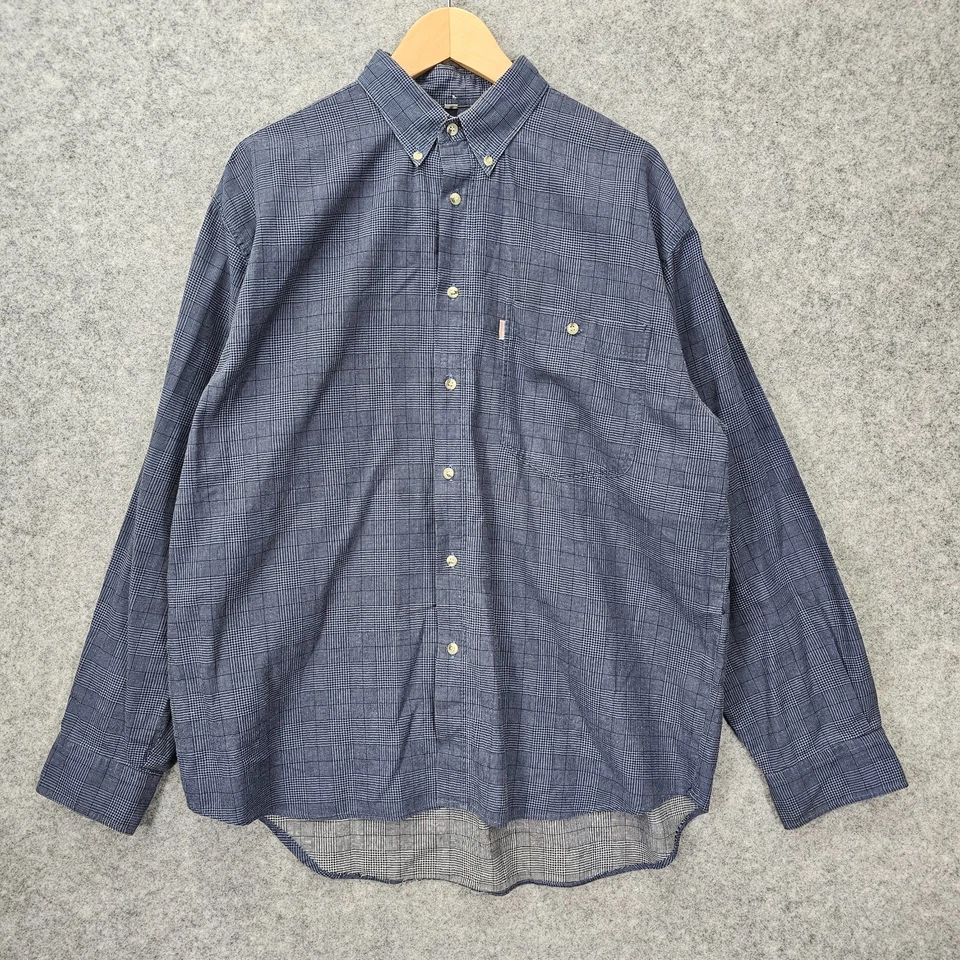 Vintage 90s TOM TAILOR Shirt Mens L Blue Prince of Wales Check Button Down Boxy - Image 1 of 4