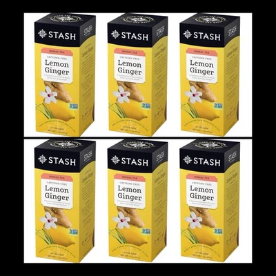 Lemon Ginger Herbal Tea STASH 6 Individual BOX total 180 Tea Bags Caffeine Free - Image 1 of 4