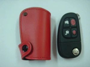 CAR FLIP KEY REMOTE GLOVE COVER BLACK FOR JAGURA XJ S XJ8 RED  - Picture 1 of 1