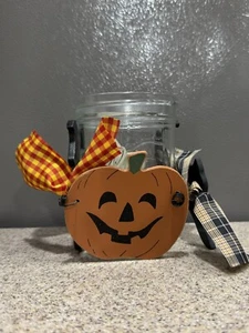 5 Pc Set Folk Art Mason Jar Wood Decor Halloween Fall Easter Valentine Love NWOT - Picture 1 of 13