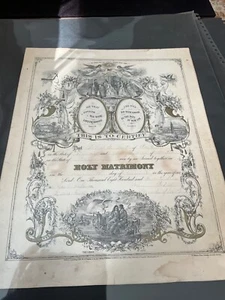 1879 Antique Gold Decorated Marriage Certificate Bible Verses CASTLETON VT - Picture 1 of 7