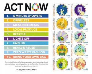2021 ACT NOW Maldive MF x 10 val. congiunta con Italia nuovo MNH** - Imagen 1 de 1