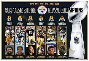 6-TIME SUPER BOWL CHAMPIONS PITTSBURGH STEELERS 19”x13” COMMEMORATIVE POSTER
