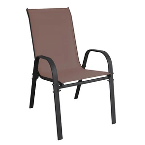 Gartenstuhl Outdoorstuhl Stapelstuhl stapelbar Metall Textilen Braun Outdoor - Bild 1 von 1