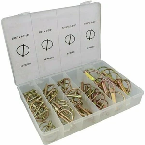 50 pcs Lynch Pin Kit Assortment Farm Tractors 3 Point Hitch Steel Trailer Pins - Picture 1 of 2