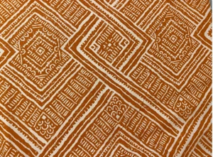 Geometric Duck Cotton Fabric, Burnt Orange & White Fabric, Sewing, About 6 Yards - Picture 1 of 3